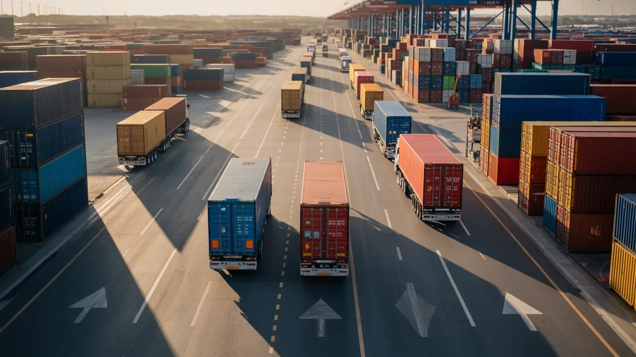 Cargo containers and transport movement with directional arrows showing the final stage where shipment is delivered or payment completed within the ARO timeline.
