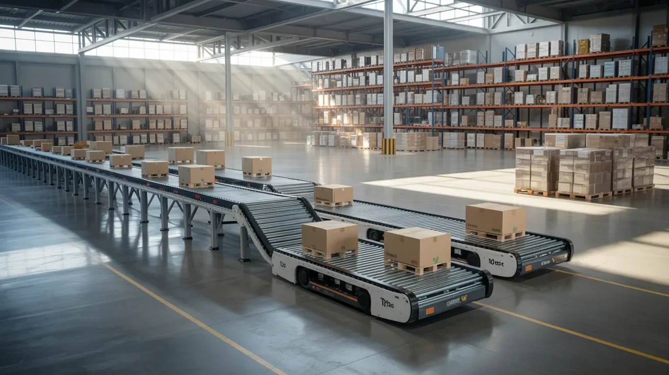 efficient automated unloading system showing faster cargo movement reduced labor effort and improved safety in modern warehouse operations.