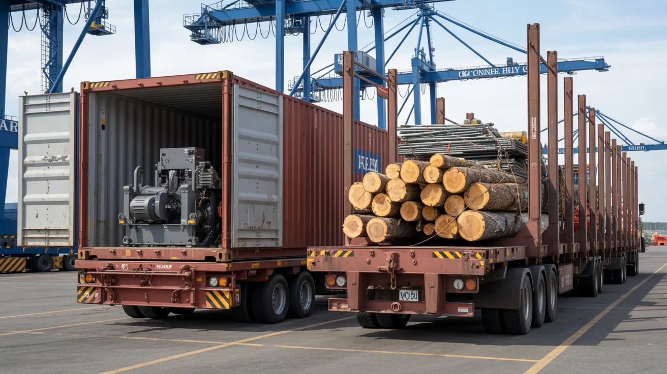 open top and flat rack containers used for oversized cargo like machinery timber with no roof or side structure.